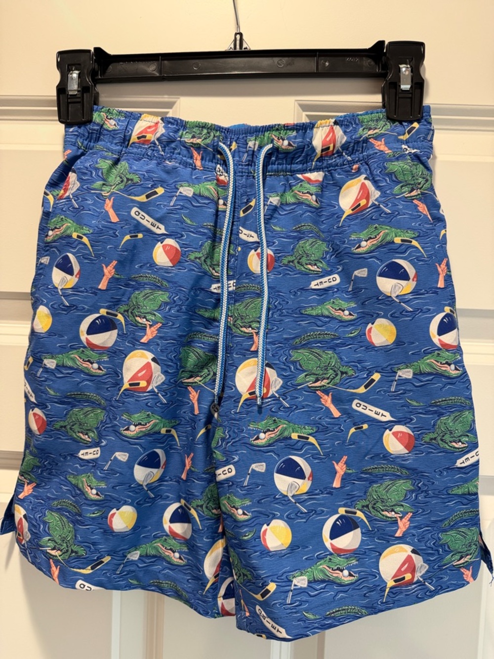 Peter Millar BOYS Medium 9-10-Blue Golf Themed Swim Trunks with Alligators